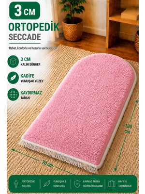 Carpetella 3 cm Ortopedik Süngerli Peluş Seccade Yumuşak Diz Ağrıtmaz Namazlık