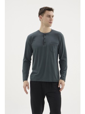 Pms Kocabey BU-26360 Erkek Midi Yaka Battal Pijama Takımı