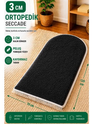 Carpetella 3 cm Ortopedik Süngerli Peluş Seccade Yumuşak Diz Ağrıtmaz Namazlık