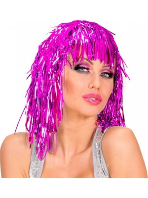 Die Grup Pembe Fuşya Işıltılı Metalize Parti Peruğu