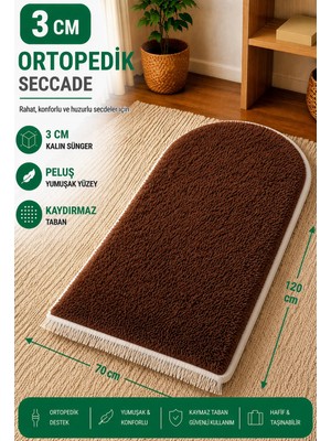 Carpetella 3 cm Ortopedik Süngerli Peluş Seccade Yumuşak Diz Ağrıtmaz Namazlık