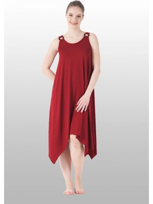 Pms Estiva 25233 Kadın Likra Viskon Askılı Midi Gecelik