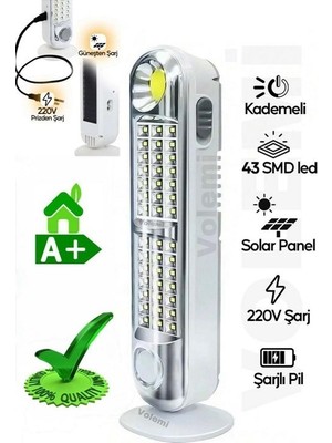 22 cm Solar  Volemi Şarjlı LED Lamba 0053
