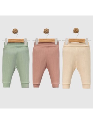 Angeltouch %100 Pamuklu Tek Alt Pantolon Patiksiz Raporlu 3'lü Set Erkek Kız Bebek