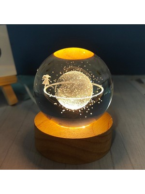 Die Grup Satürnlü Kız Temalı Işıklı Cam Küresi