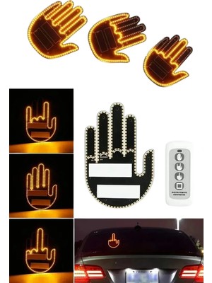 Sayarmarkt Uzaktan Kumandalı El Orta Parmak LED Araç Camına Özel