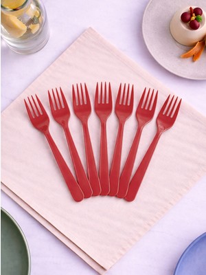 Plastik Çatal Kırmızı 25'Li