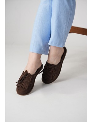 Dadwolf Süet Loafer Terlik Püsküllü Bağcıklı Günlük Makosen Mule Sabo Terlik