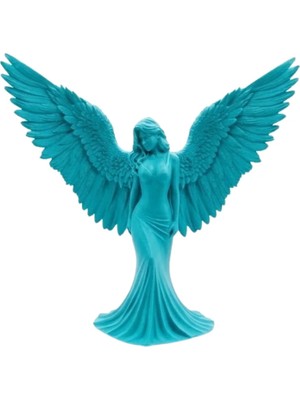 Sayarmarkt Turkuaz Melek Biblo 3D Dekoratif Angel Figür Küçük Boy Ev Aksesuarı