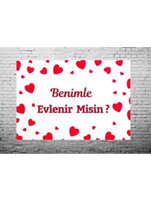 Özgül Reklam Evlilik Teklifi Pankartı, Benimle Evlenir Misin? 100X70CM