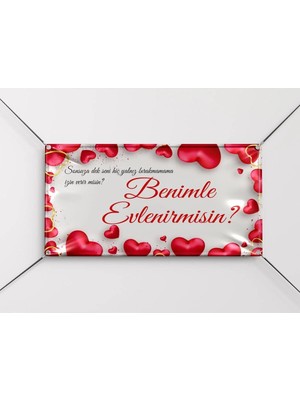 Özgül Reklam Evlilik Teklifi Afiş Benimle Evlenir Misin Pankart Poster Branda 100 x 70 cm