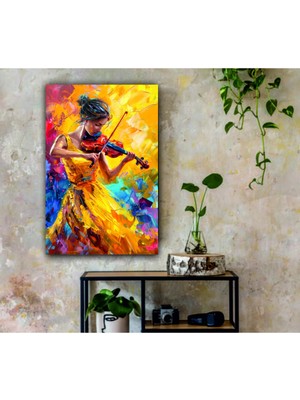 Özgül Reklam Yağlı Boya Görünümlü Keman Çalan Kadın Kanvas Tablo