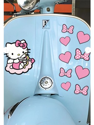 Özgül Reklam Hello Kitty Set Sticker Su Geçirmez Yüksek Çözünürlüklü Araba Motorsiklet Kask Laptop Duvar Sticker