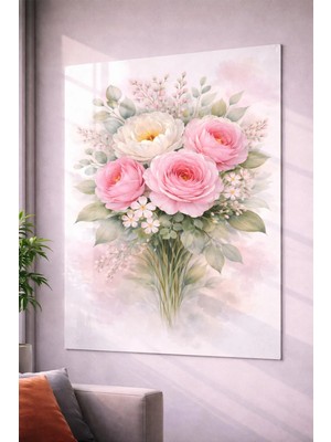 Özgül Reklam Pleksi Tablo | Beyaz Çiçek / Pembe Çiçek | 3 mm Pleksi Baskı | Ultra Hd Parlak Duvar Tablosu