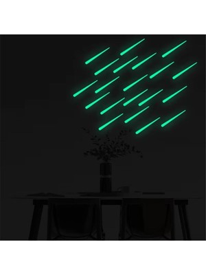 Özgül Reklam 20 Adet Floresan Duvar Etiketi, Meteor Desen Yapışkanlı