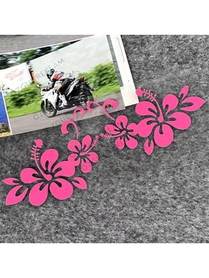 Özgül Reklam Hawaiian Hibiscus Çiçek Deseni Sticker Araba Sticker / Motor Sticker / Laptop Sticker