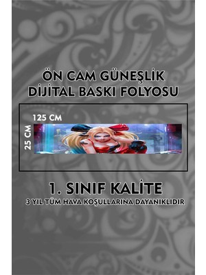 Özgül Reklam Harley Quinn Araç Ön Cam Güneşlik Dijital Baskı Folyo / Dijital Baskı / Araç Sticker
