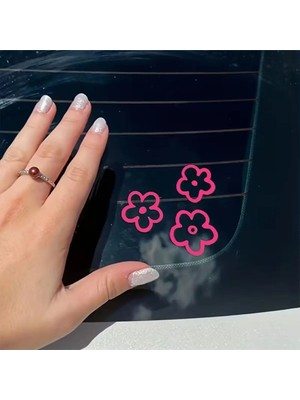 Özgül Reklam 3 Parça Çiçek Sticker Araba Sticker / Motor Sticker / Laptop Sticker