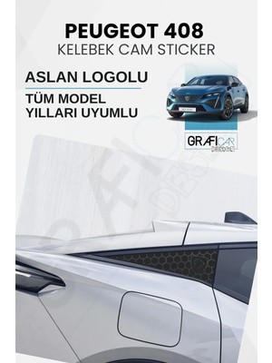 Özgül Reklam Peugeot 408 Uyumlu Kelebek Cam Sticker Set - Aslan Logolu  Tüm Model Yılları Uyumlu