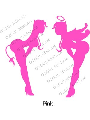 Özgül Reklam Şeytan Melek Kız Araba Sticker Araç Sticker / Motor Sticker / Laptop Sticker