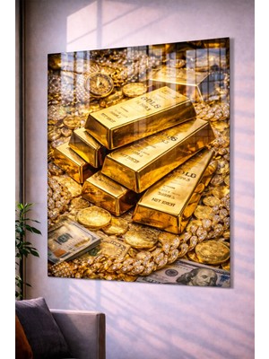 Özgül Reklam Pleksi Tablo | Gold Külçe Altın Görselli | 3 mm Pleksi Baskı | Ultra Hd Parlak Duvar Tablosu