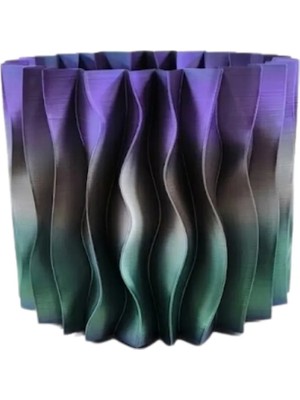 Esplendor Estetik Dalga Formlu Mor 3D Baskı Dekoratif Vazo Modern Ev Aksesuarı