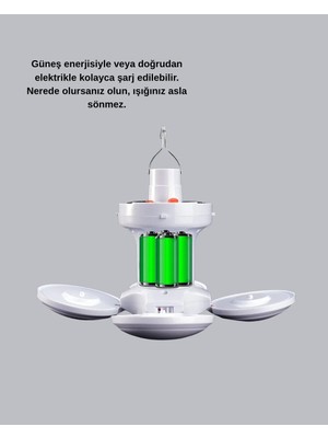 Esplendor Solar Güneş Enerjili ve USB Şarjlı 5 Kanatlı LED Kamp Lambası