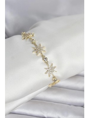 Butik Pirinç Gold Renk Kutup Yıldızı Model Kadın Bileklik