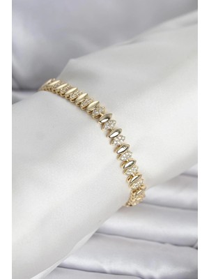 Butik Pirinç Gold Renk Arpa Model Kadın Bileklik