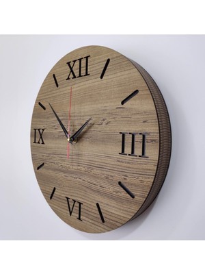 Minimalist Ahşap Saat, Rakamlı, 40X40CM, Sütlü Kahve, Şık ve Zarif Tasarım