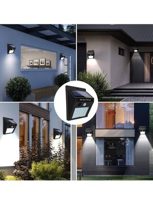 Esplendor Güneş Enerjili Sensörlü Duvar Lambası Bahçe Lamba Suya Dayanıklı Bahçe Aydınlatma