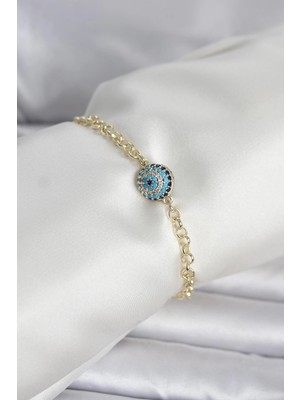 Butik Pirinç Gold Renk Nazar Model Kadın Bileklik