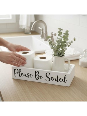PostOtto Design Studio Dekoratif Ahşap Banyo Düzenleyici Sepet - Tuvalet Kağıtlığı ve Tezgah Üstü Organizer