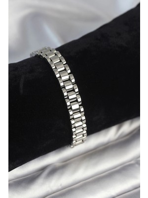 Esplendor 316L Çelik Gümüş Renk 9 mm Kalınlık Erkek Bileklik