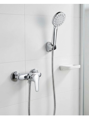 Esplendor 4 Fonksiyonlu Krem El Duşu Seti Spiral Hortum ve Duş Askısı