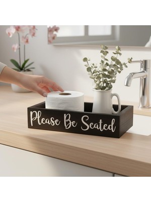 PostOtto Design Studio Dekoratif Ahşap Banyo Düzenleyici Sepet - Tuvalet Kağıtlığı ve Tezgah Üstü Organizer