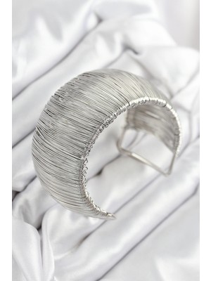 Esplendor Pirinç Tel Sarma Model Gümüş Renk Kadın Bileklilk