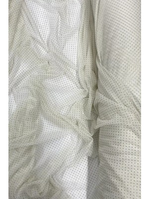 İsmiyle Al Yağmur Damlası Simli Abiye Elbise Şallık Tül Kumaş Ekru 12