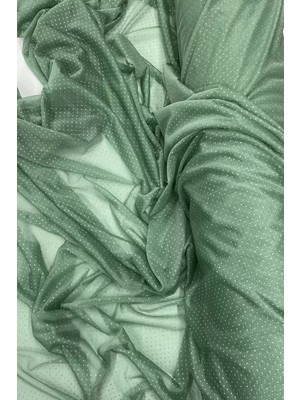 İsmiyle Al Yağmur Damlası Simli Abiye Elbise Şallık Tül Kumaş Mint Yeşil 75