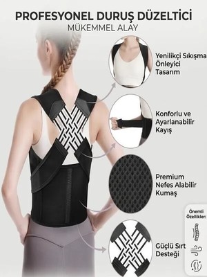 Ankaflex Ayarlanabilir Dik Duruş Korsesi Ofis Ev Spor Kemeri Omurga Duruş Oturma Korsesi Sırt Postür Kemeri
