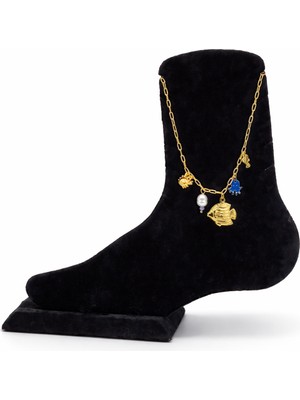 Pangu Inci Detaylı Mineli Deniz Figürlü Çelik Halhal