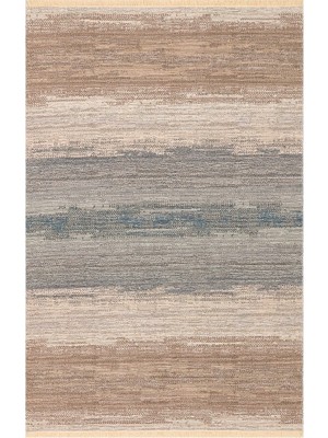 Eko Halı Kutnu Kılım Ktn 03 Beıge Blue Modern Ombre Renk Geçişli Yıkanabilir Çift Taraflı Kilim