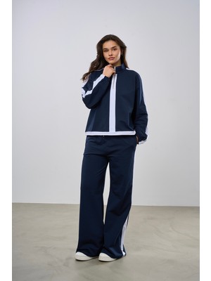 HANIQA Beyaz Biye Detaylı Eşofman Takımı