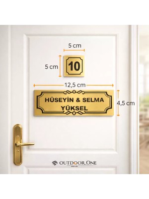 Outdoor One Kişiye Özel Kapı İsimliği Klasik Ev Dış Kapı İsimliği Çelik Kapı İsimliği Gold02