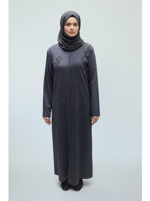 Ece Giyim Kadın Önü Kabartma  Taş Desenli Bisiklet Yaka Elbise