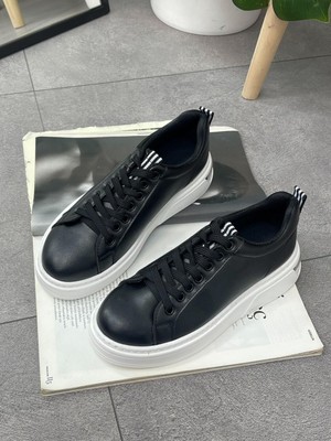 Erva'nın Butiği Siyah Cilt (Dean) Bağcıklı Sneakers
