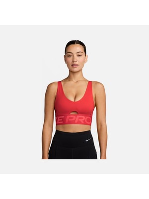 Nike Pro Indy Plunge Orta Destekli Çıkarılabilir Pedli Kadın Pembe Sporcu Sütyeni | HF7324-696
