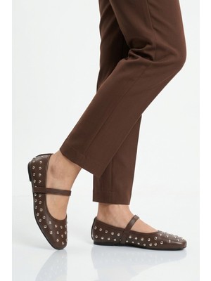 Ayakmod Kahve Hafif Esnek Kemerli Babet Ayakkabı K-305 Z