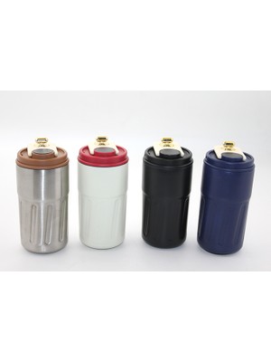 Hediye Bahçesi Charm Detaylı ve Derece Göstergeli Vakumlu Mug Termos Bardak 480 ml