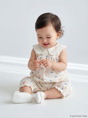 Lcw Ekru Bebe Yaka Çiçekli Kız Bebek Tulum